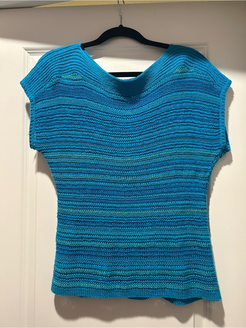 Lauren Ralph Lauren Turquoise Open-Knit Crew Sweateri